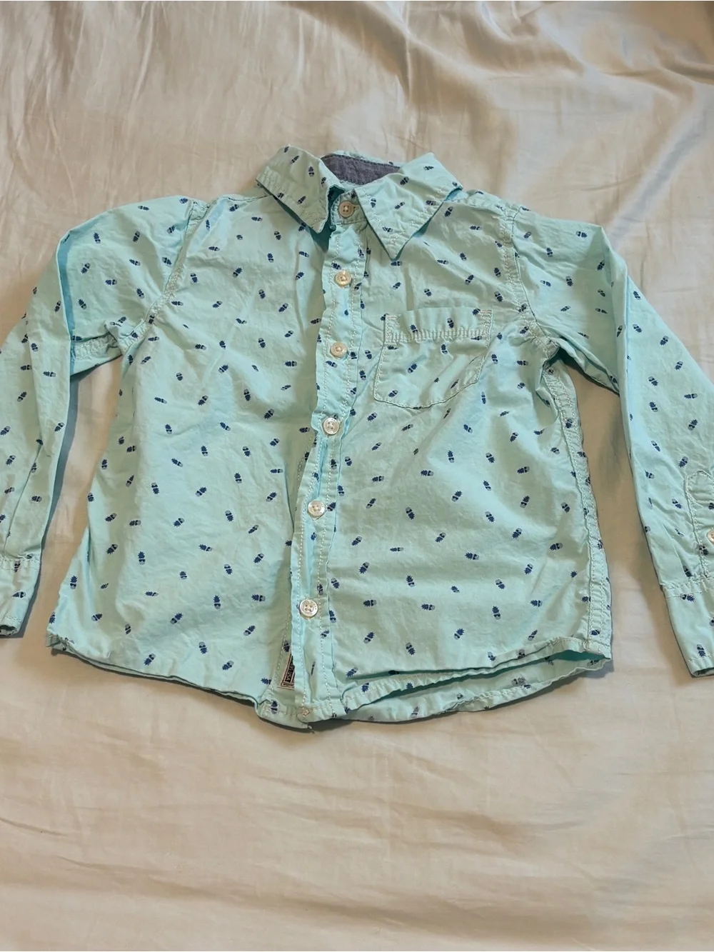 Boys' Light Aqua Pineapples Button-Down Shirt - size 6 kids